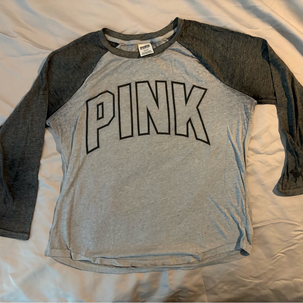 Victoria's Secret Gray and Black Long Sleeve Tee